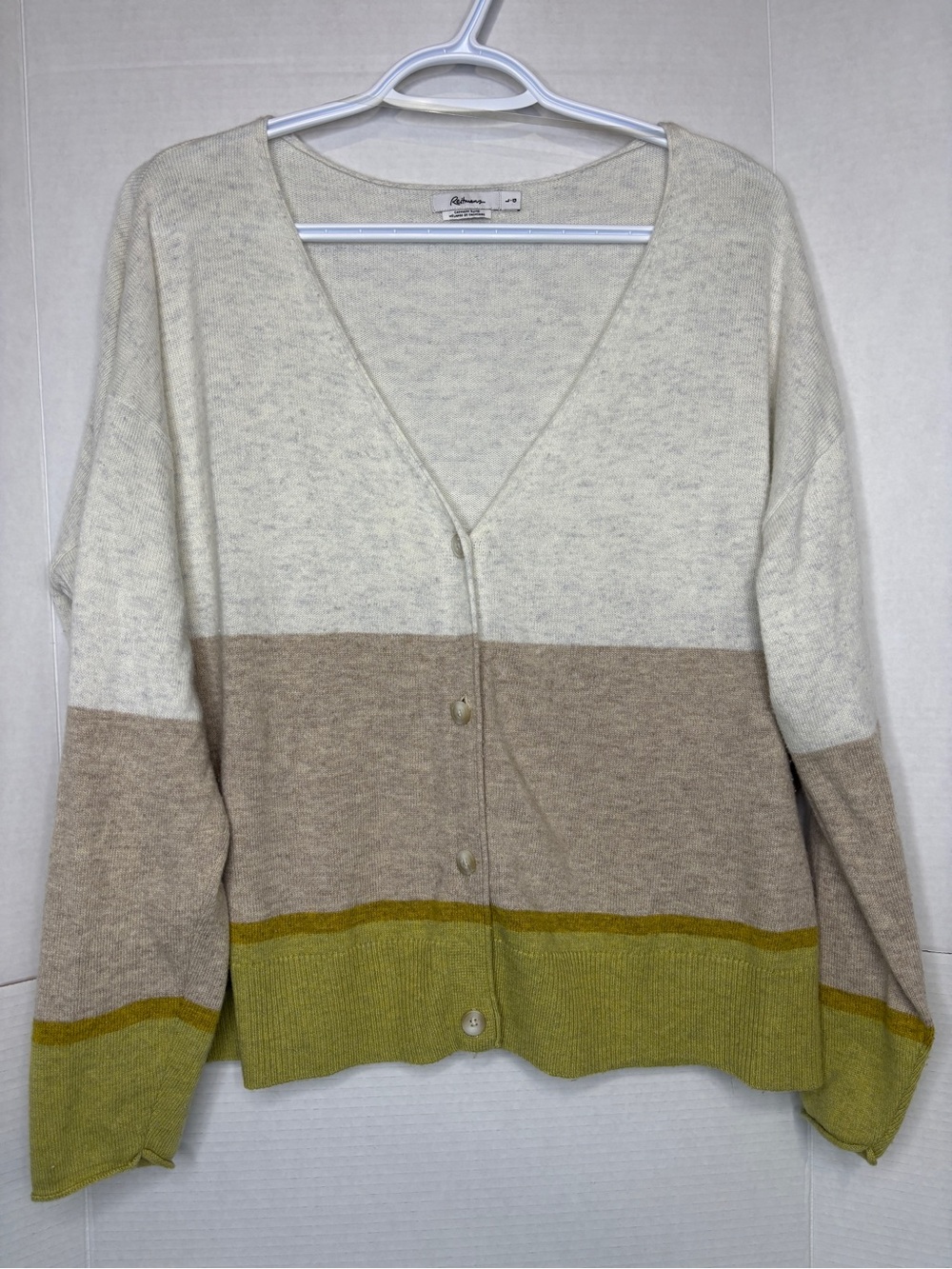 Reitmans Women’s Colorblock V-Neck Button Front Fall Cardigan Cashmere Blend